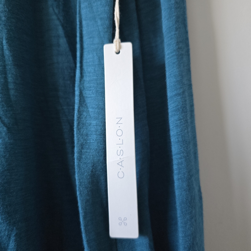 NWT Caslon Teal Slub Tunic Top Long Sleeve High Low Hem Soft Minimalist Coastal - Picture 5 of 10